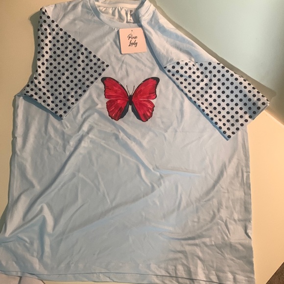 Light blue butterfly shirt by Pixie Lady - Picture 1 of 2